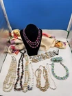 10 Vtg Womens Pearl Retro Beaded Necklace Bracelet Costume Fashion Jewelry Lot