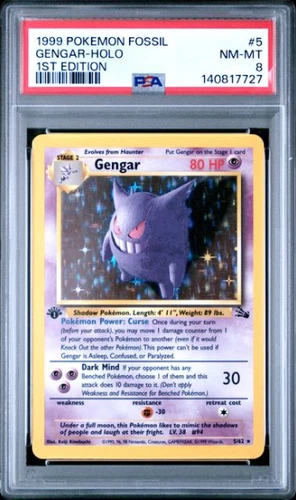1999 Pokemon TCG Gengar Fossil Holo 1st edition PSA 8 #5/62