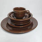 Fiesta Homer Laughlin 6 Pc. Place Setting, Chocolate Brown Fiestaware, Used