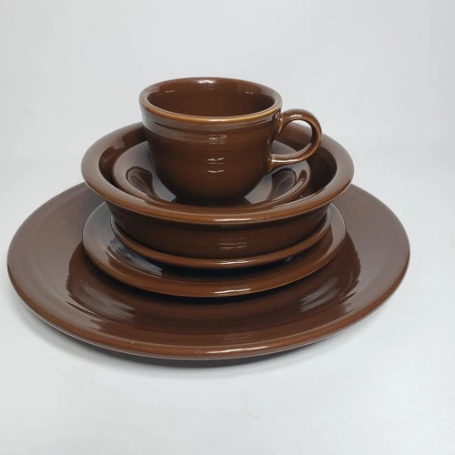 Fiesta Homer Laughlin 6 Pc. Place Setting, Chocolate Brown Fiestaware, Used