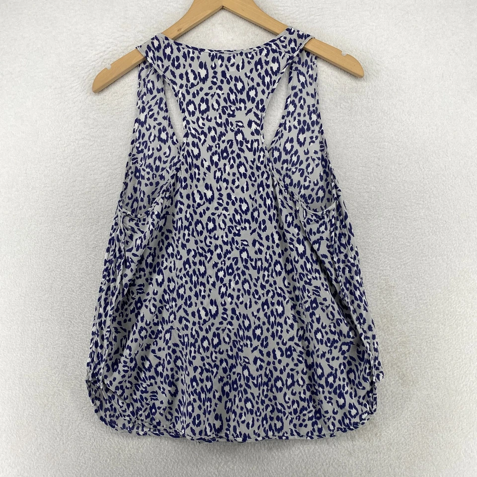 Regata JOIE L Seda Crepe de China Estampa de Leopardo Racerback Concha Azul - Imagem 3 de 4