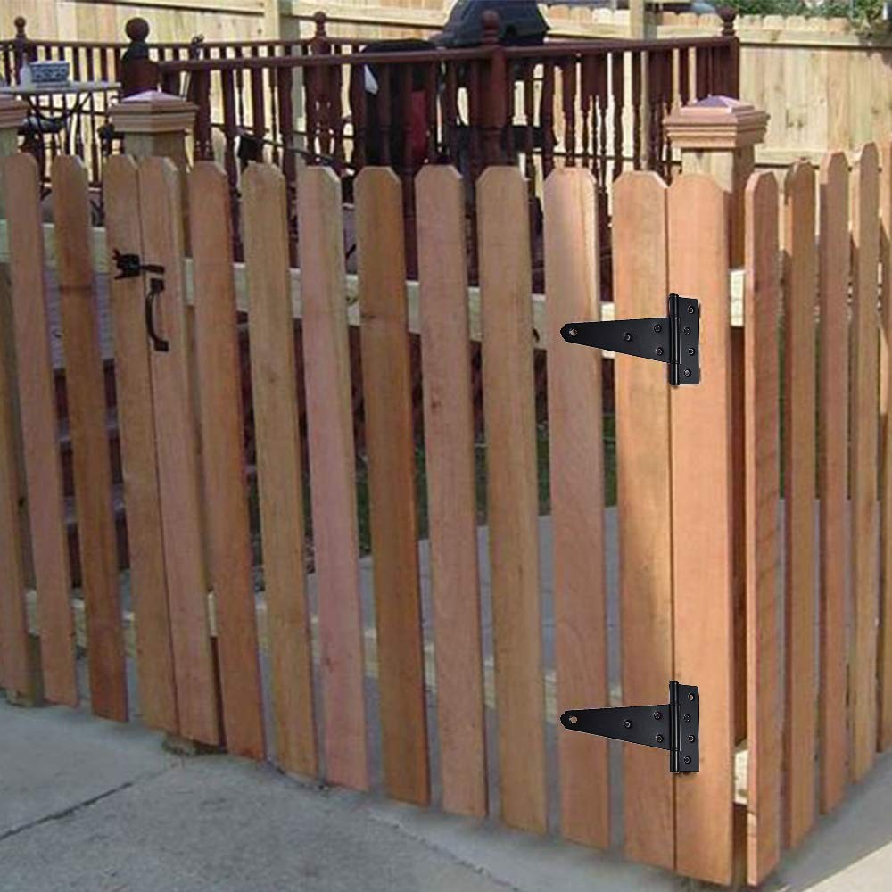 Heavy Duty Gate Hardware Kit,with Self Locking Gate Latch,2 PCS 6inch T-Hinge...