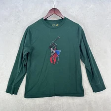 Polo Ralph Lauren Shirt Boys Large Green Long Sleeve Big Pony Applique Logo