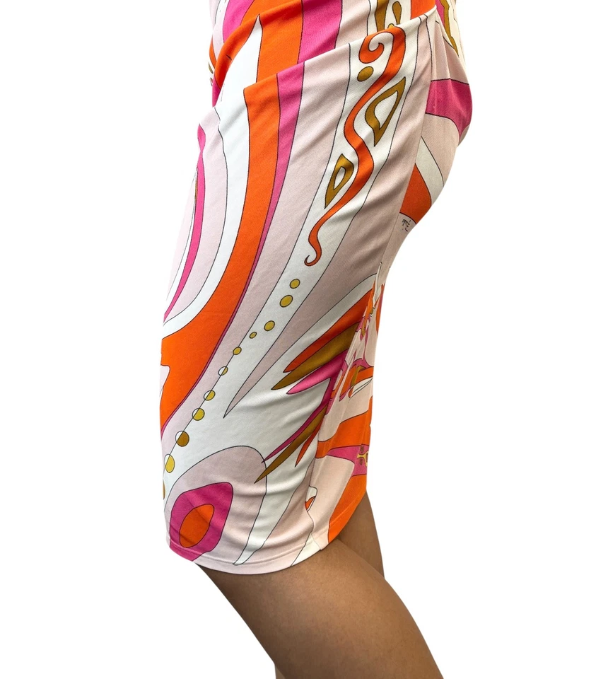 EMILIO PUCCI винтажный логотип многоцветный платье без рукавов цельный #38 оранжевый розовый - Изображение 4 из 4