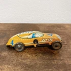 Marx Tin Litho Racer No 4 Windup Race Car for Channel Track Prewar X7558