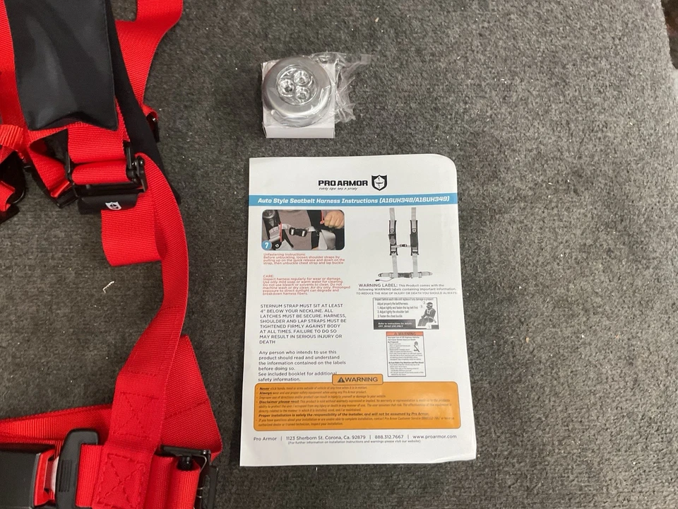 Pro Armor Harness Drivers Side Red 2" 4 Point Auto Style Harness Red A16UH348RD - Image 3 of 4