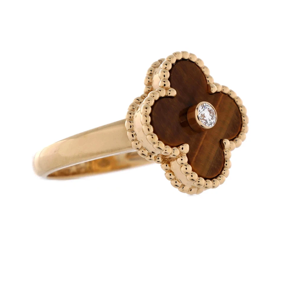 Anillo Alhambra Van Cleef & Arpels Vintage Oro Amarillo 18K y Ojo de Tigre Foto 2 de 3