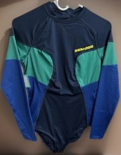 NWT SEA-DOO One Piece Long Sleeve Rash guard Suit Women s Large, Marine Navy