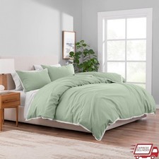 3-piece Linen Cotton Duvet Cover Set Full Queen W/ Pillow Shams Soft Washable US