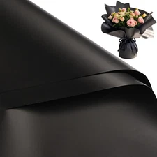 RUSPEPA 20 Sheets Flower Wrapping Paper, Waterproof 22.4 in x in, Black