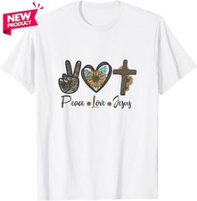 Peace Love Jesus T-Shirt Christian Faith Inspirational Gift S-5XL