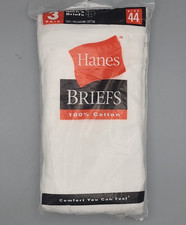 Vintage 2000 Hanes Classic White Briefs 100 Cotton Underwear 3 Pack Mens 44