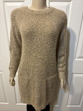 MUD PIE Womens Sweater Dress Medium Tan Long Sleeve