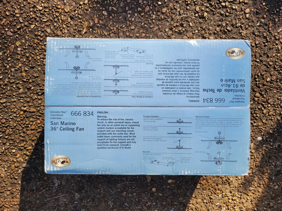 Hampton Bay San Marino 36" Ceiling Fan 5 Blades (Black Rosewood) 3 Bulbs Steel - Image 4 of 4