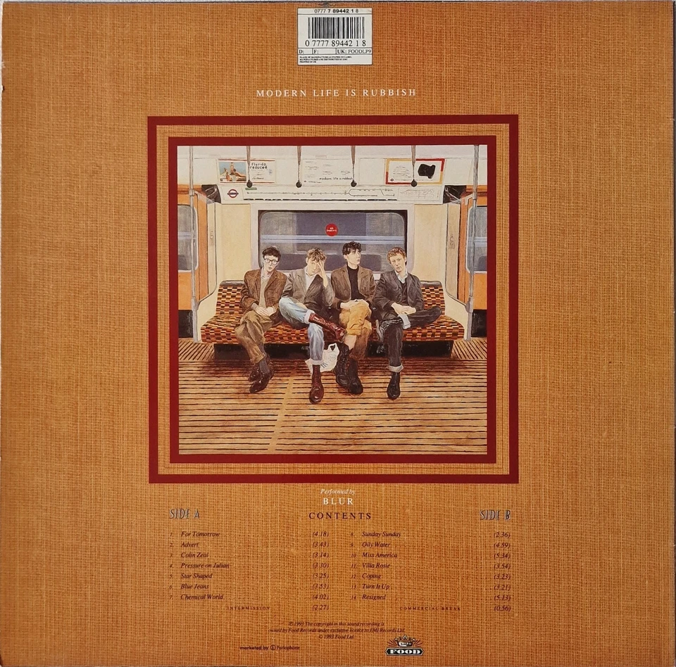 BLUR Modern Life Is Rubbish FOOD 1993 UK PRESSING VINYL LP FOODLP93 01-01-1 !!! Foto 2 de 4