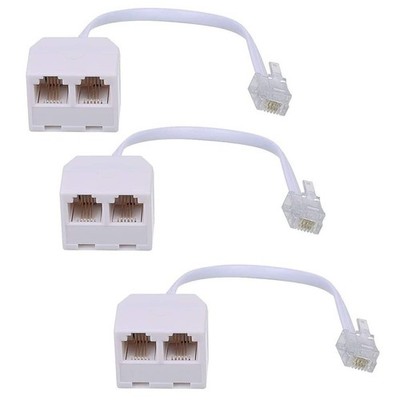 Phone Line Splitter RJ11 Male to Female Two Way White 