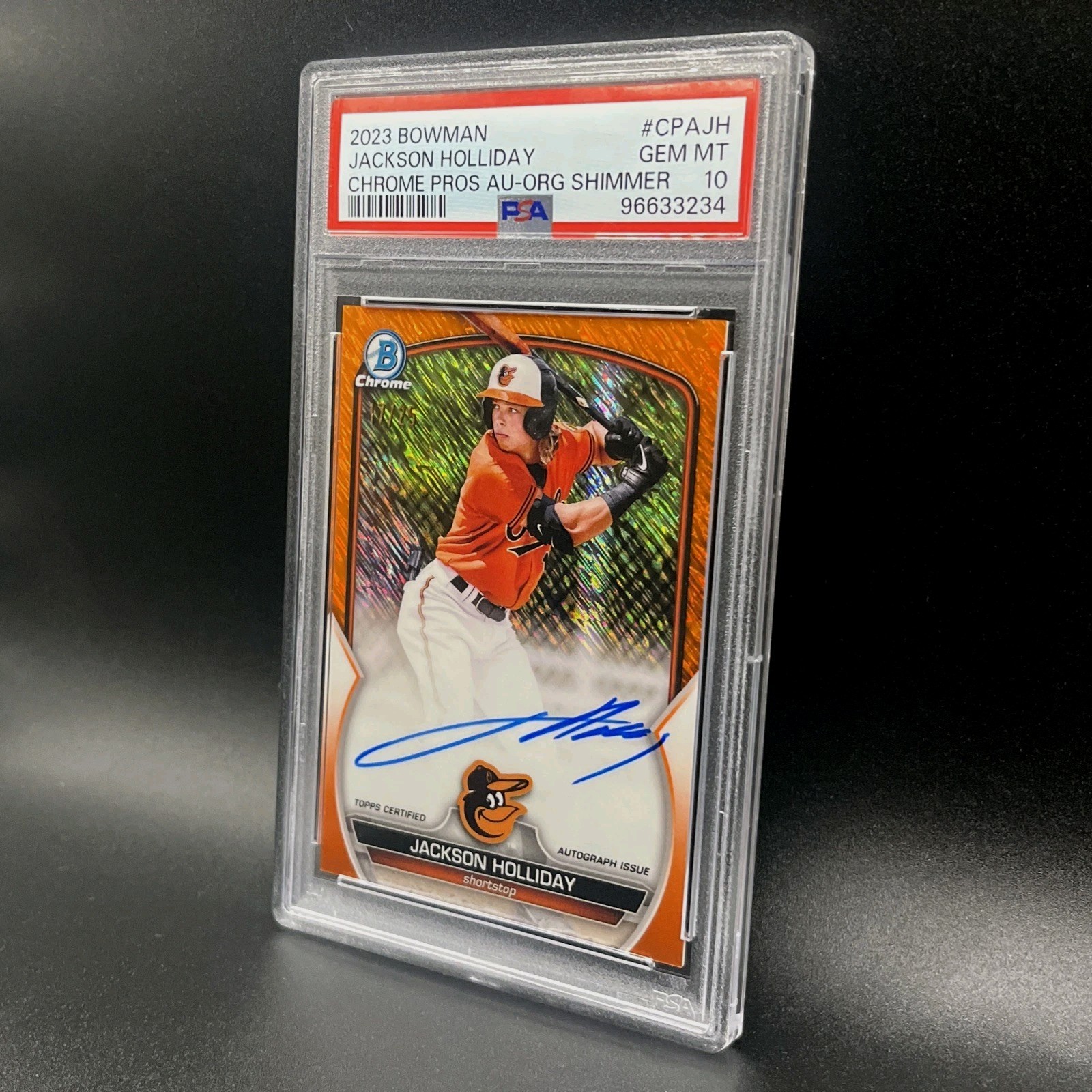 Jackson Holliday Orange Shimmer Auto /25 PSA 10 2023 Bowman Chrome🔥 view 6