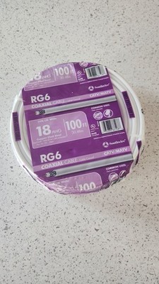 Southwire RG6 Coaxial Cable 100 ft White 18 AWG Dual Shield CCS CATV CM/CL2
