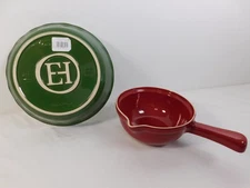 NEW Emile Henry Spring Green Pie Dish & Rouge Red Mixing Bowl w/ Spout & Handle