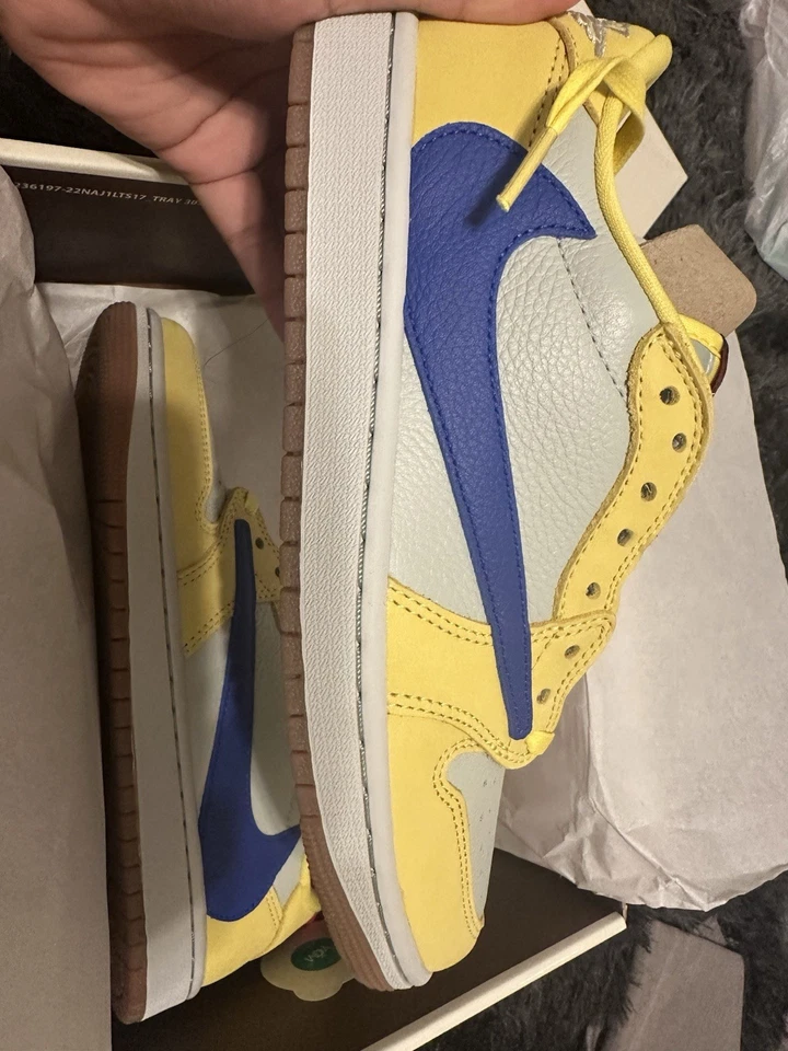 Travis Scott Nike Dunk Low Canary masculino 7 DS novo em folha caixa autêntica - Imagem 2 de 4