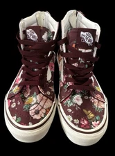 VANS Maroon Butterfly Floral Sk8-Hi Zip Sneakers Juniors 3