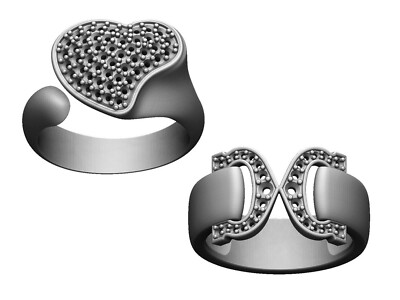 Digital Jewelry STL 3D CAD Model Collection Diamond Rings for CNC & 3D Printing