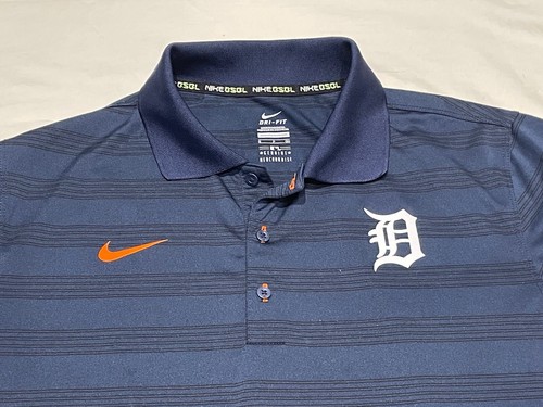 Detroit Tigers Nike Dri Fit Polo Shirt Blue Orange Baseball Authentic Small - Picture 6 of 9