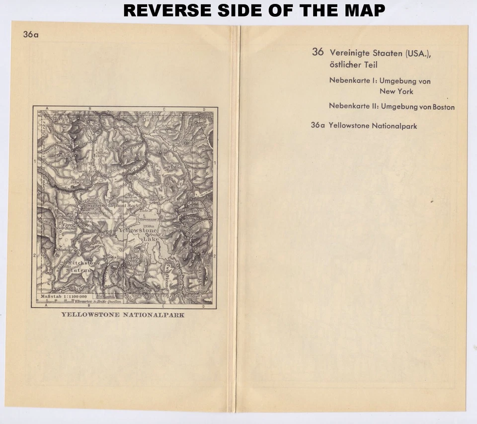 Mapa vintage del este de Estados Unidos 1939 Nueva York Florida/Verso Yellowstone Foto 4 de 4