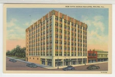 IL Postcard New Fifth Avenue Building - Moline Illinois vtg Curt Teich linen B27