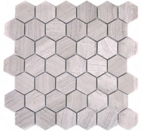 Mosaik Fliese Marmor Naturstein Hexagon Marmor Grau Streifen Mos44-1205_F