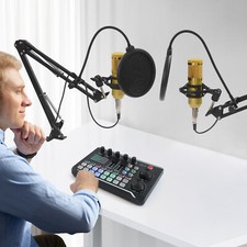 Podcast Equipment Bundle, F998 Live Sound Card with BM800 Condenser Microphone