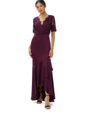 Adrianna Papell Burgundy Lace Stretch Mother Bride Groom Formal Gown Size 6