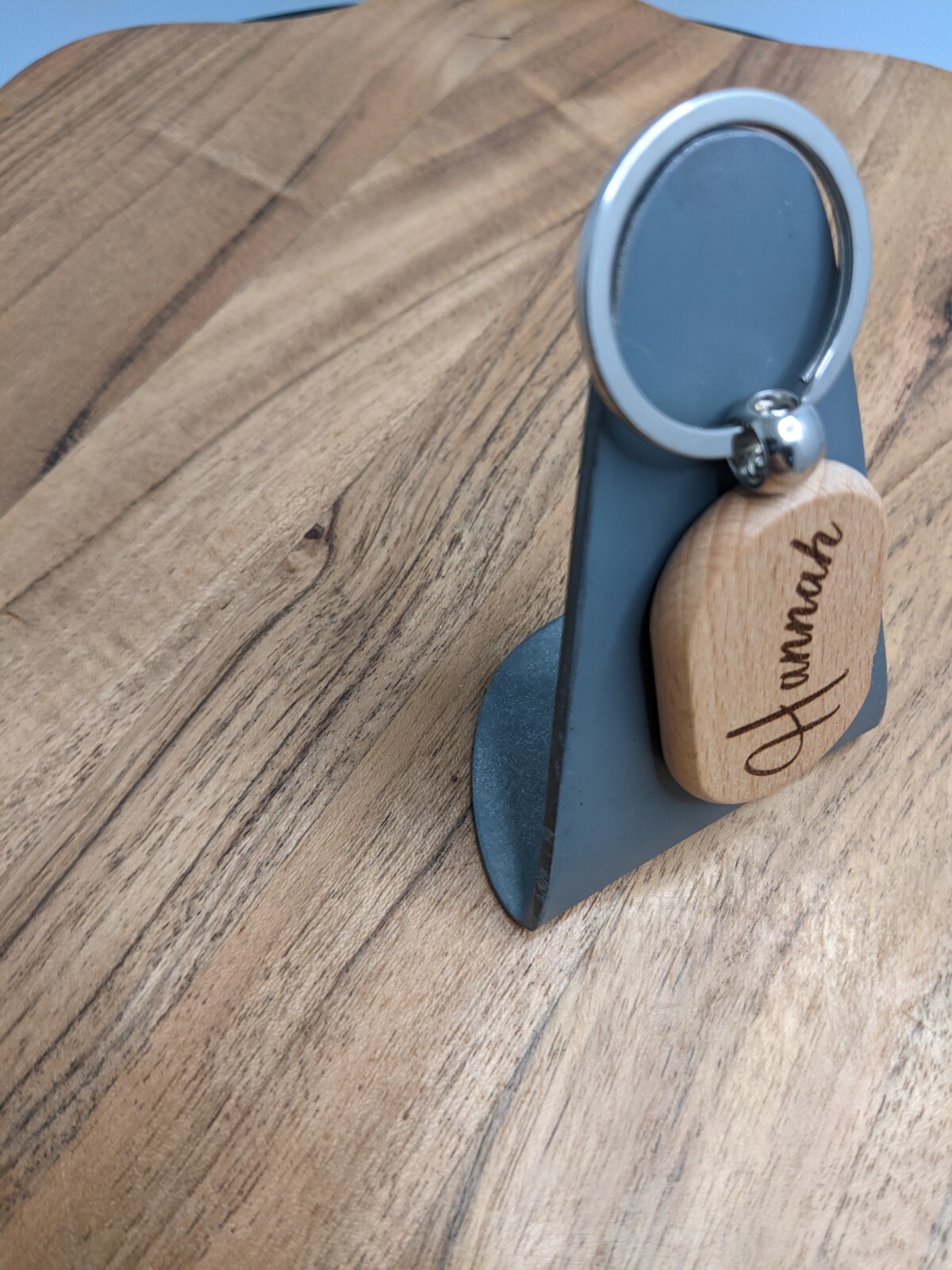 Unique gift Keyring key chain engraved natural wood gift box