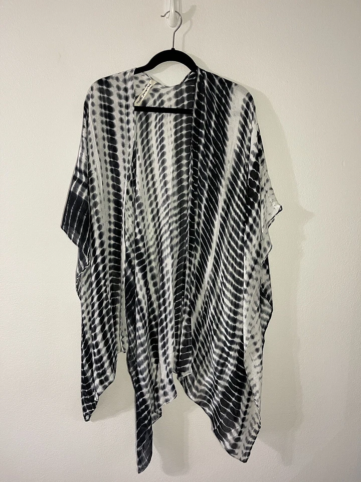 Michael Star Negro Ruana Bufanda Envoltura Kimono Tie Dye Multi Uso ¡Bonito! Foto 2 de 4