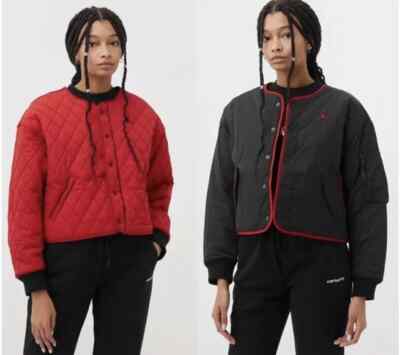 Nike Air Jordan Quilted Reversible Jacket Womens Black Red Size L DH0647-010 NWT