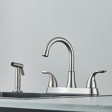 Brushed Nickel Kitchen Sink Faucet with Sprayer 3 Hole Waterfall Basin Mixer Tap
