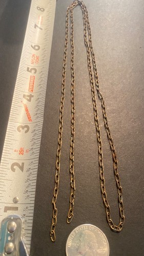 Antico tono oro lungo 34"? Portafob/collana per orologio da tasca catena ovale con cavo - Foto 2 di 12