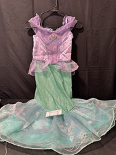 Disney Store Little Mermaid Ariel Costume size 7/8 purple green with broach