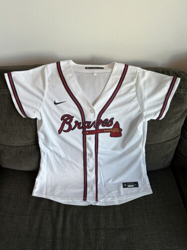 Nike Authentic Atlanta Braves MLB Baseball White Jersey Women’s Sz: Large