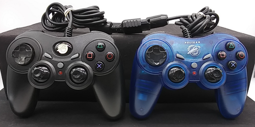 Lot of 2 - PlayStation 2 PS2 1 Black 1 Blue Wired Controllers Pelican Tested