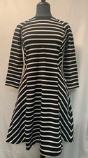 NWT Banana Republic Navy Blue /White Striped Knee Length Dress Pockets Sz 6 P