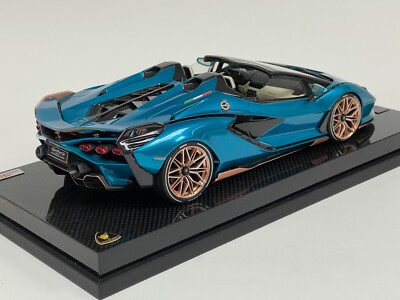 MR Collection 1/18 Lamborghini Sian Spider 2022 Bleu Uranus Carbone NEUF