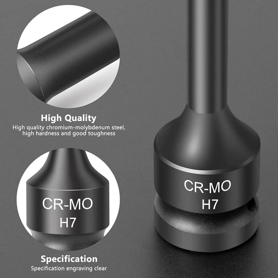 10Pc 1/2" Impact Hex Socket Drive Bit Metric Set H5-H19 Allen Key Torx with Case - image 3 of 4