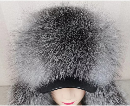 Men's Real Fox Fur Hat Russian Warm Peaked Trapper Hunter Hat Real Leather Cap - Picture 31 of 41