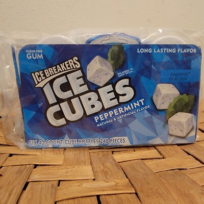 6-Pack ICE BREAKERS ICE CUBES Peppermint Sugar Free Chewing Gum w/ Xylitol