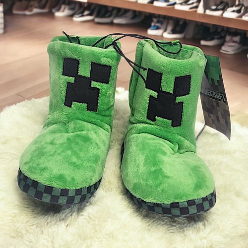 Minecraft Creeper Boots Green 3D Gaming House Kids Shoes Slipper Footwear NEW - Picture 9 of 12