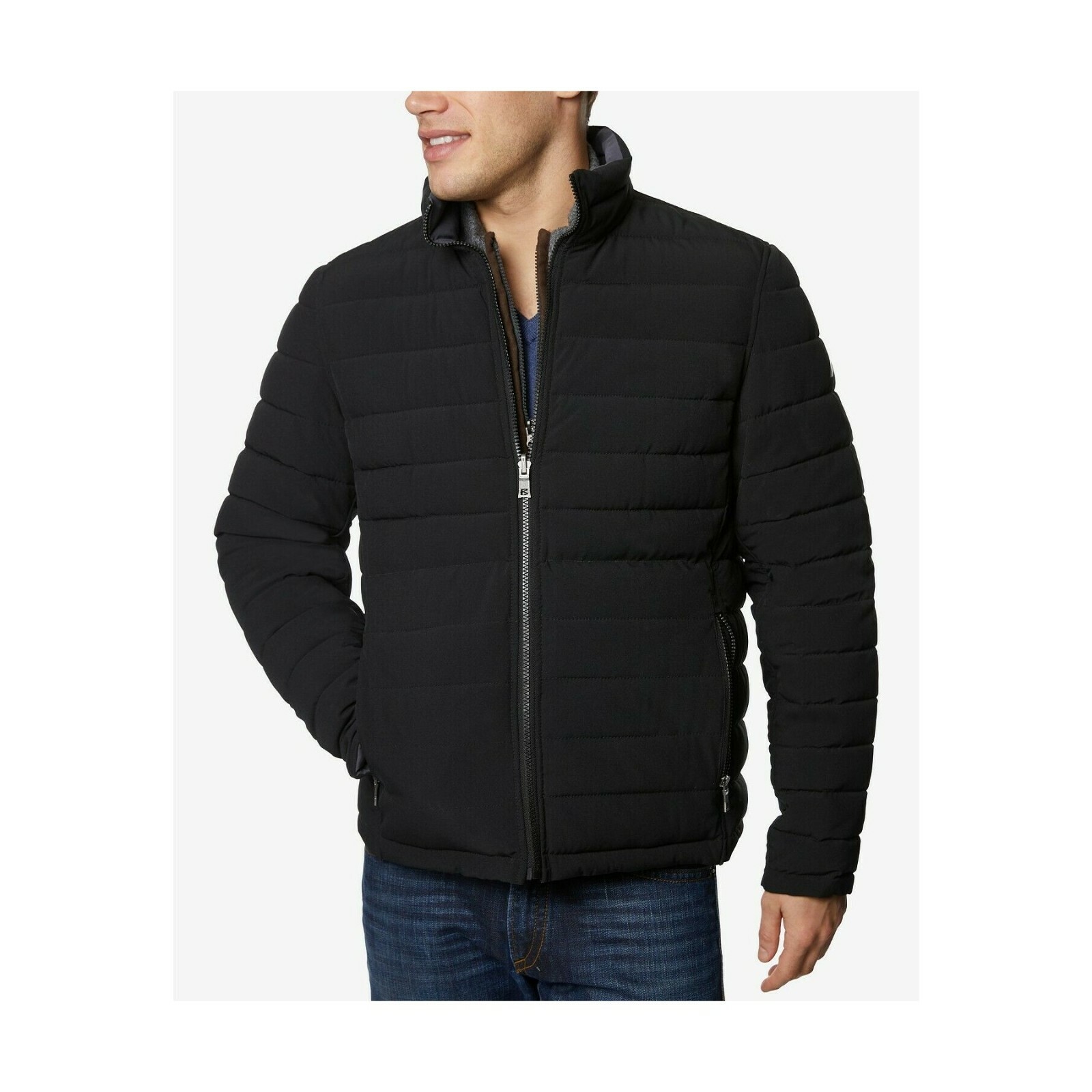 NWT Nautica Men's Black Quilted Stretch 