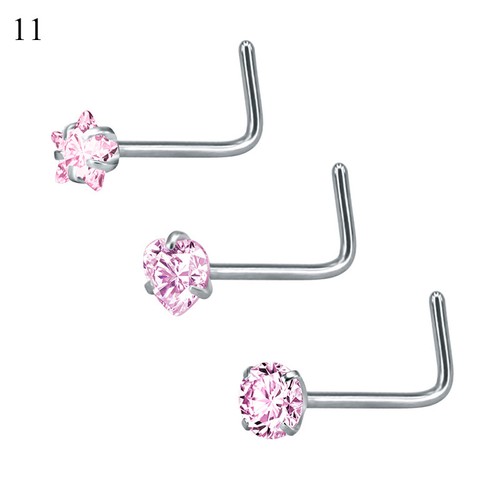 3PZ Anello Vite Naso Acciaio Chirurgico Zircone Anello Piercing Naso Piercing Nostril - Foto 18 di 19