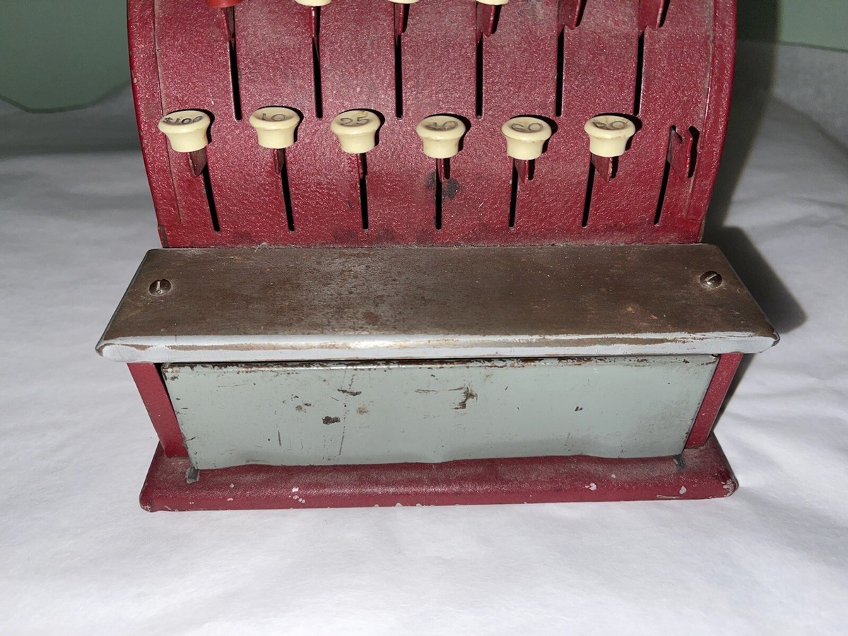 Vintage 1950s Tom Thumb Toy Red Metal Cash Register/Bank | eBay