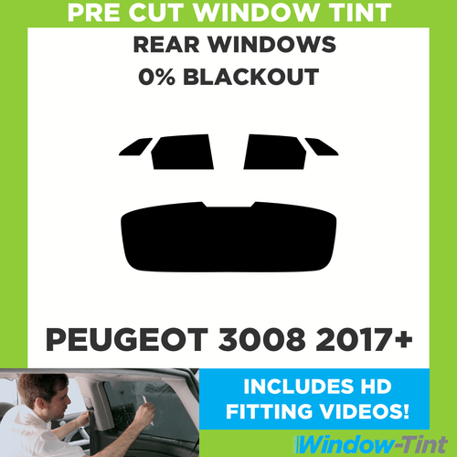 Für Peugeot 3008 2017 + Vorgeschnittene Scheibentönung Heck 0% Blackout Folie - Picture 1 of 10
